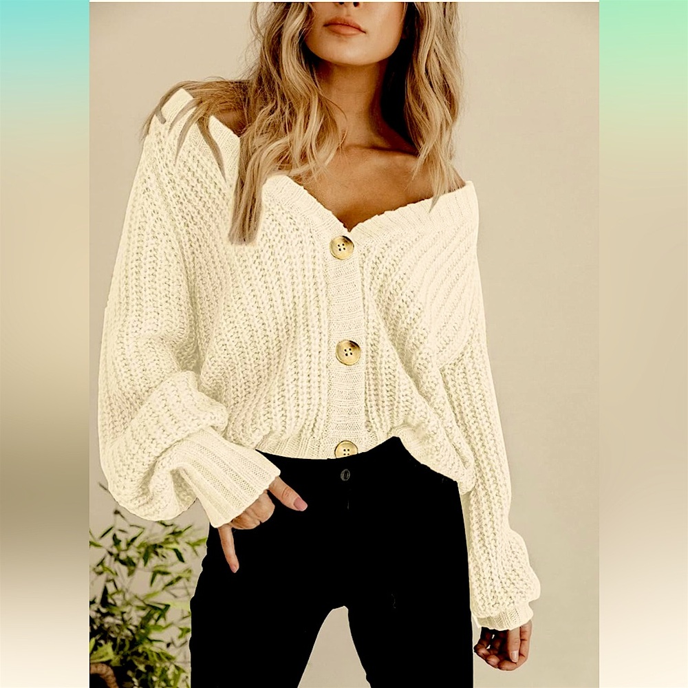 Cozy Knit Sweater cardigan v neck oversized slouchy